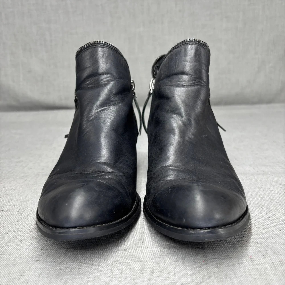 Jeffrey Campbell‎ Crockett Booties Black Leather Zipper Distressed Women's 7.5